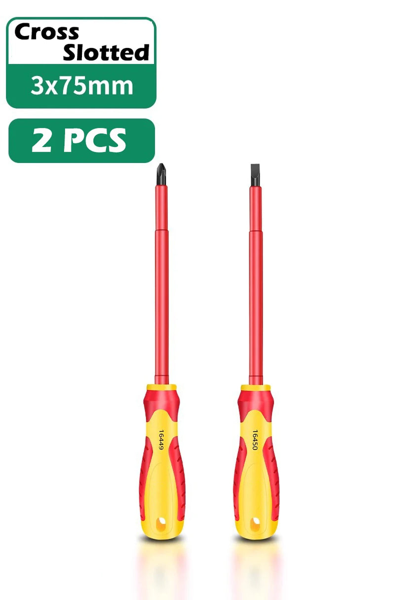 Insulated Screwdriver Slotted Cross Screwdrivers Phillips Flat Driver Electrician'S Professional Maintenance Tools Hand Tool