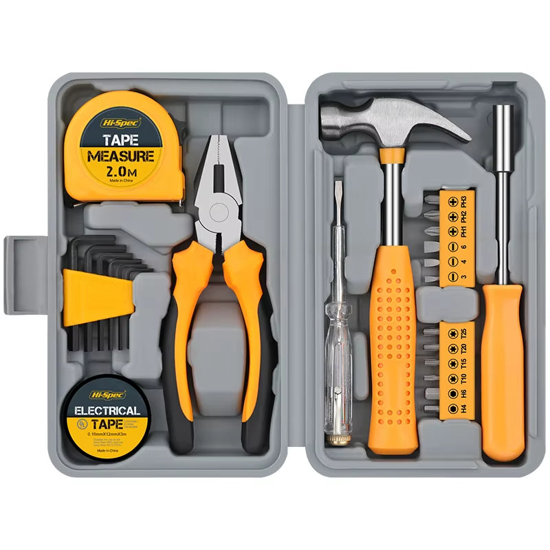 24-Piece Compact Home & Office DIY Hand Tool Kit Set for Household Improvement Repairs